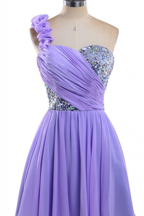 Style Purple Chiffon Short Party Dresses Crystal Sequined Sweetheart A-line Custom Made Homecoming Dresses