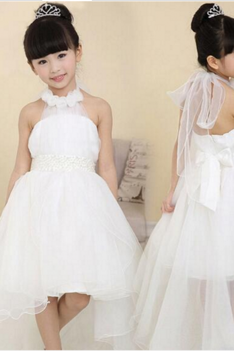 Ivory Dress For Girls Ballgown Wedding Dress With Matching Headband on ...