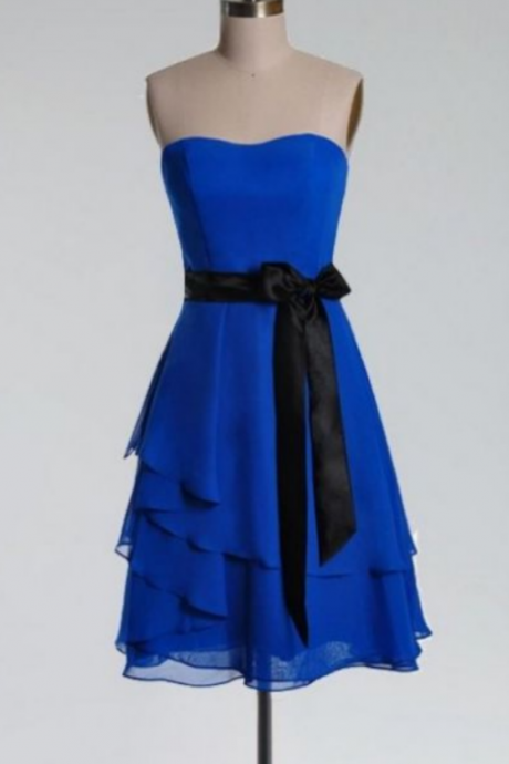 Blue Homecoming Dress,sweetheart Pleated Knee-length Sleeveless Homecoming Dress