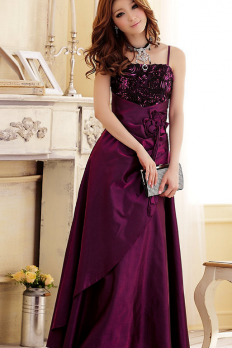 Fashion Elegant Formal Party Dress Long Evening Dresses - Purple