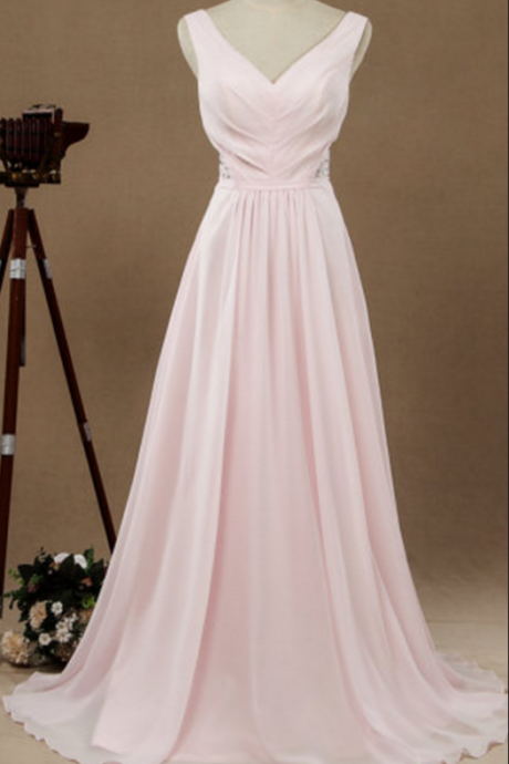 A Pale Pink V With A Sleeve Ball Gown.