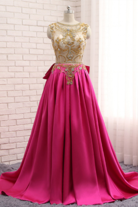 Pink Satin Gown With A Sexy Evening Gown And Evening Gown
