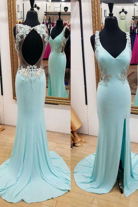 Baby Blue Mermaid Long Prom Dress, Mermaid Evening Dress,evening Dresses