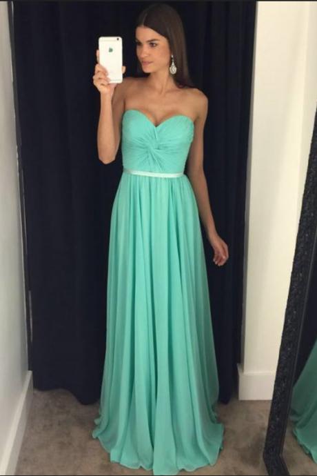 Prom Dresses Long,unique Pleated Chiffon Prom Dresses ,formal Dresses,blue Long Bridesmaid Dresses,party Dresses