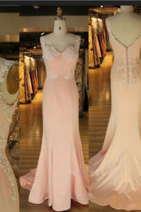 Prom Dress,modest Prom Dress,pink Sweetheart Prom Dress,mermaid Prom Dress,evening Dress,straps Prom Dress,lace Applique Prom Dress