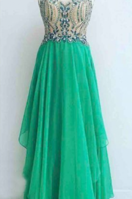 Beautiful Custom Made Prom Dress,green Prom Dresses, Chiffon Prom Dress, Prom Dress, Long Prom Dresses