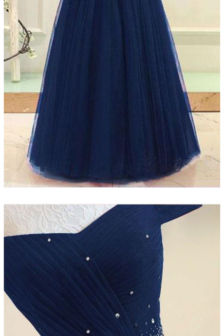 Off The Shoulder Tulle Long Prom Dress With Rhinestones, Formal Dress