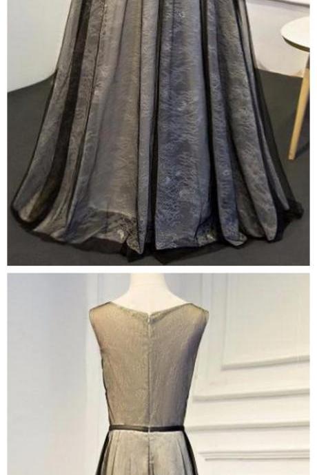 Black Prom Dresses A-line Floor-length Ivory Lace Prom Dress/evening Dress