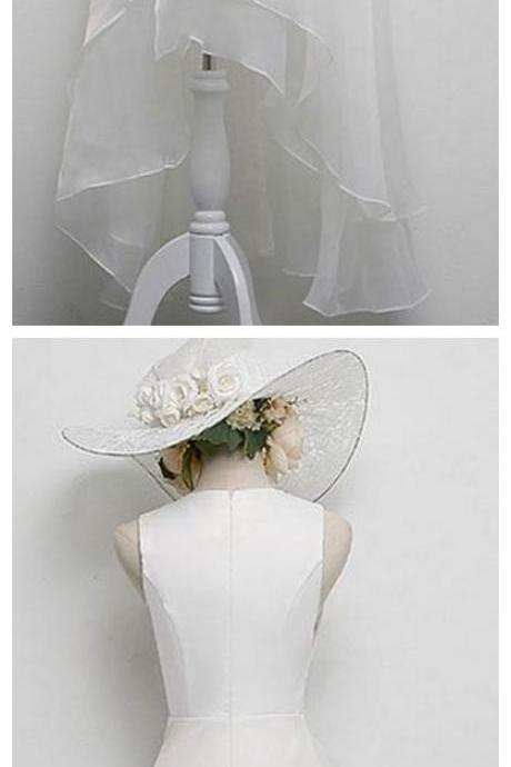 Simple White V Neck Short Prom Dress, White Evening Dress
