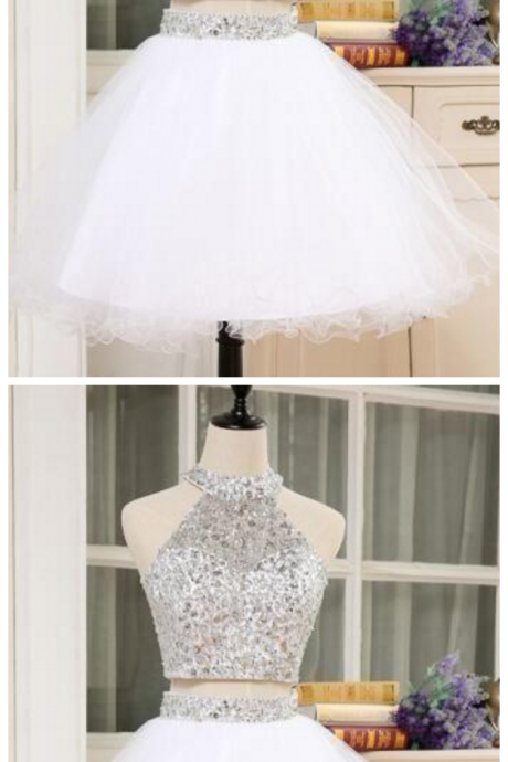 Pieces Short Homecoming Dress Custom Made Cute White Cocktail Party Dress Fashion Short Two Pieces School Dance Dresses
