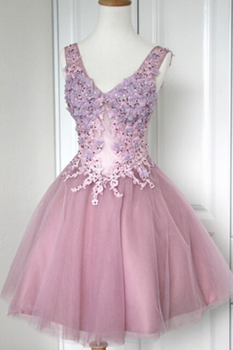Charming Homecoming Dress,a-line Homecoming Dress,organza Homecoming Dress,v-neck Short Prom Dress