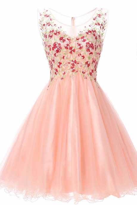 Charming Tulle Homecoming Dress, Elegant Short Prom Dress, Pink Prom Gowns