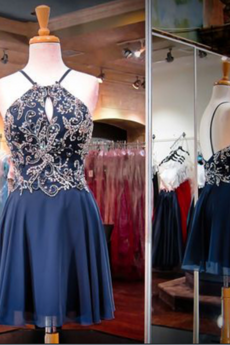 Sexy Prom Dress,chiffon Prom Dress,short Prom Party Gown,beaded Homecoming Dress