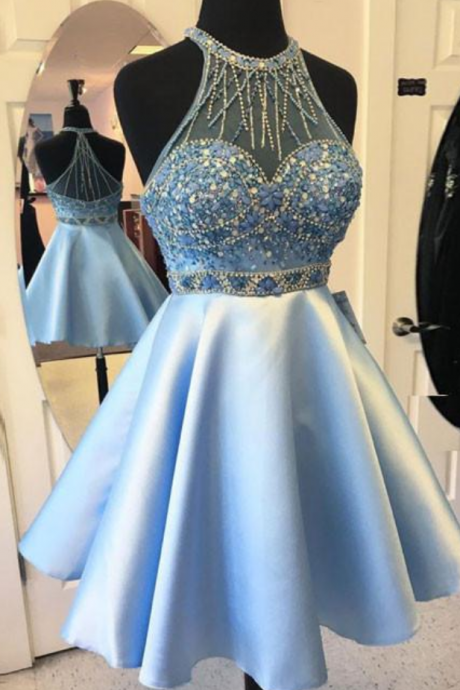 Cute Blue Short Prom Dress, Blue Homecoming Dress
