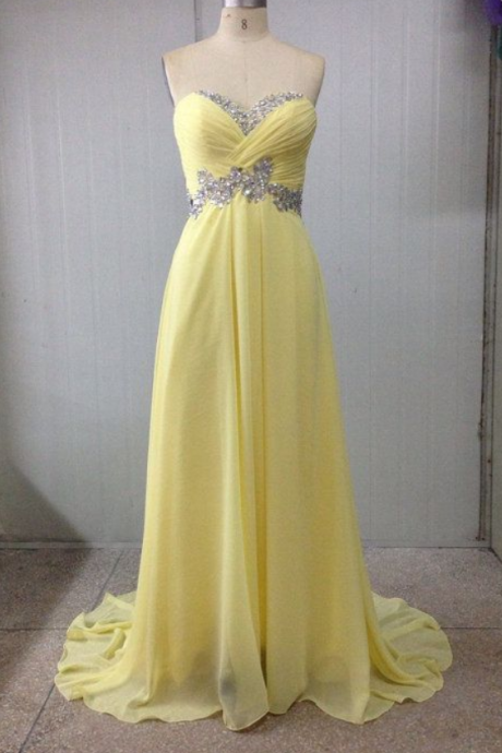 Sweetheart Sheath Floor Length Rhinestone Daffodils Zipper Prom Dress/party Dress/evening Dress