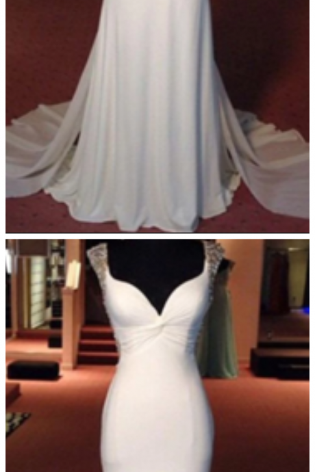 Beading White Floor Length Chiffon Prom Dresses Evening Dresses,