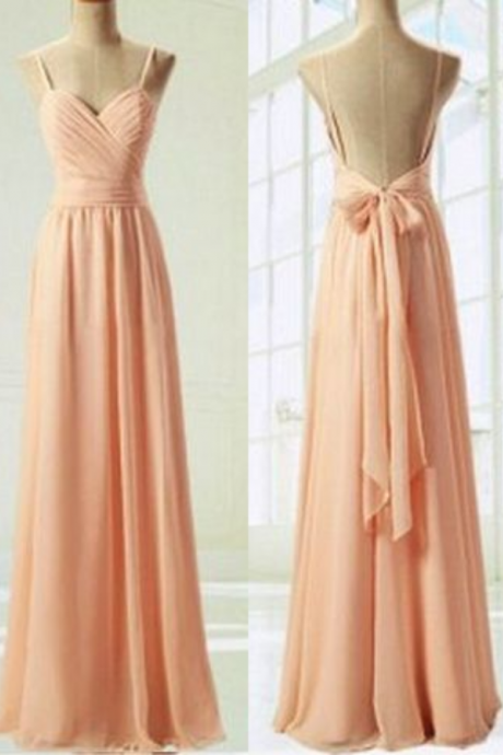 Charming Prom Dress,sweetheart Prom Dress,a-line Bridesmaid Dress,pink Prom Dress,chiffon Prom Dress, With Straps Long Modest Gowns Dresses