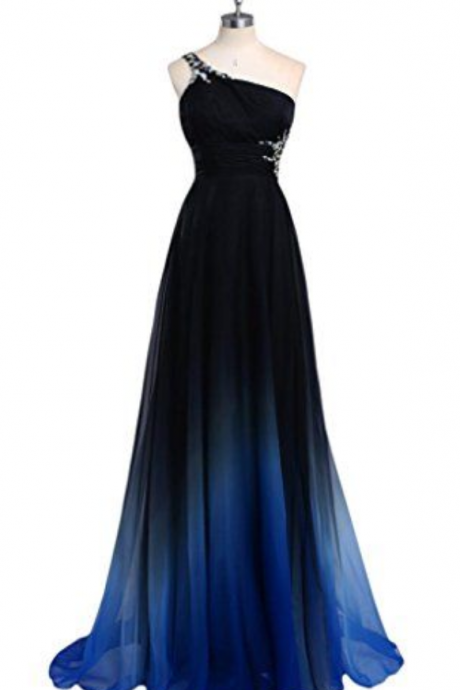 Audrey Bride Gradient Color Prom Evening Dress Beaded Ball Gown