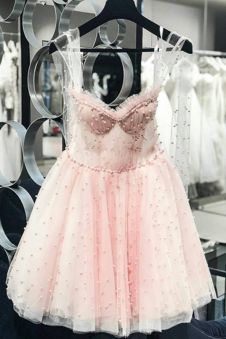 Sexy Beading Homecoming Dresses,pink Homecoming Dress