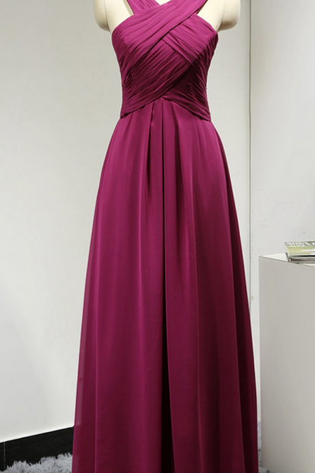 Halter A-line Bridesmaid Dress With Ruching Detail, V-neck Light Purple Bridesmaid Gowns