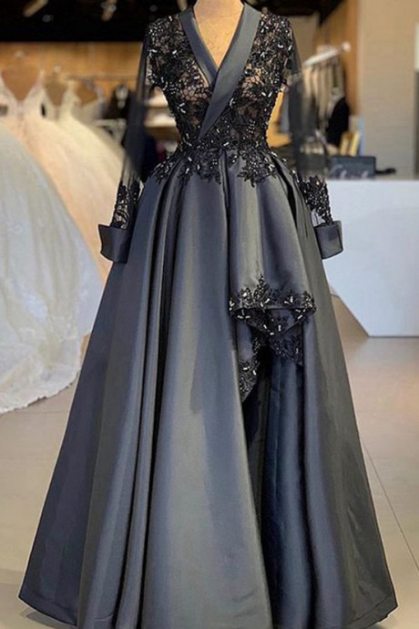 Arabic Style Women Evening Dress, Prom Dress With Sleeve