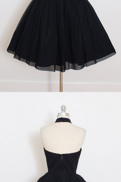 Short Ball Gown Prom Dresses, Black Sleeveless With Pleated Mini Homecoming Dresses,homecoming Dress