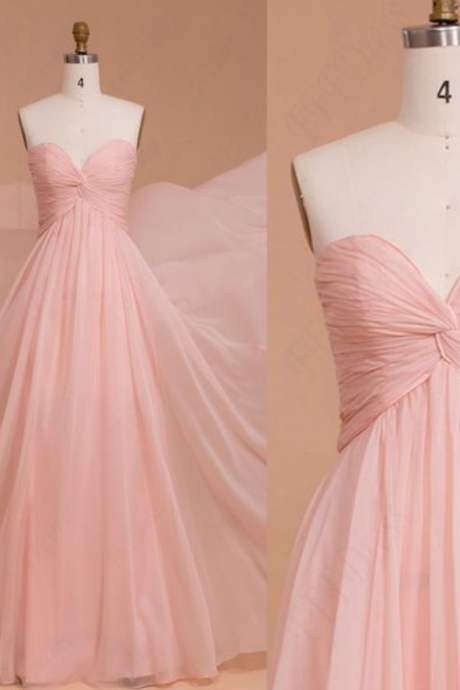 Custom Charming Pink Chiffon Prom Dress,sexy Sweetheart Evening Dress