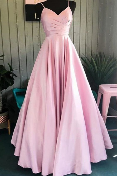 Ruby Outfit Charming Pink Straps A Line Prom Dress, Evening Formal Dress