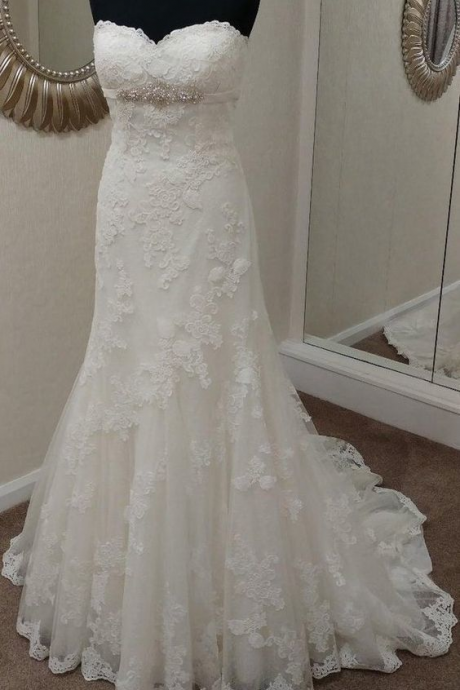 Ruby Outfit Charming Appliques Lace Mermaid Wedding Dresses, Bride Dress