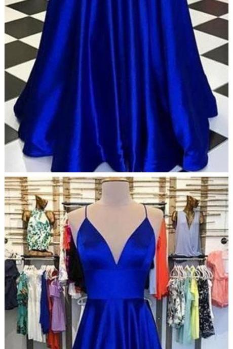 Royal Blue Long Prom Dress Custom-made School Dance Dress