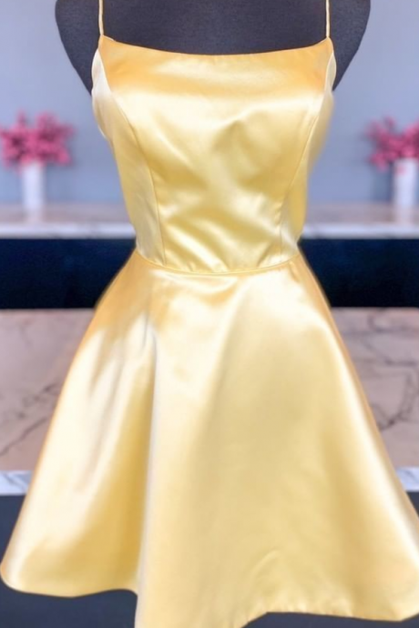 A-line Short Satin Prom Dress Homecoming Dress