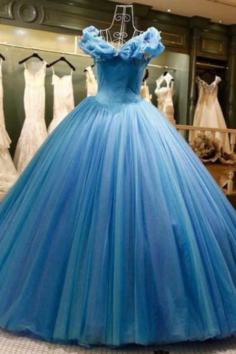 Off The Shoulder Ball Gown Tulle Quinceanera Dresses Sweep Train