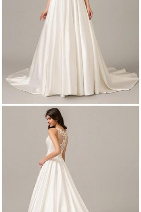 Wedding Dress Satin Wedding Gowns Elegant Bride Dress 2020