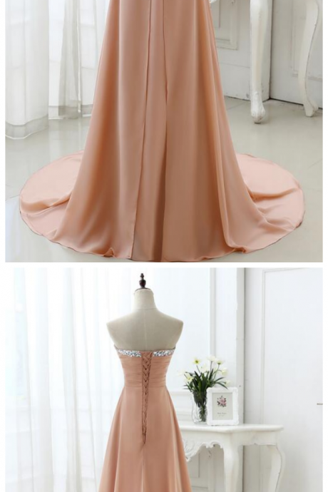 Beautiful Beaded Sweetheart Chiffon Long Formal Dress, Junior Prom Dress