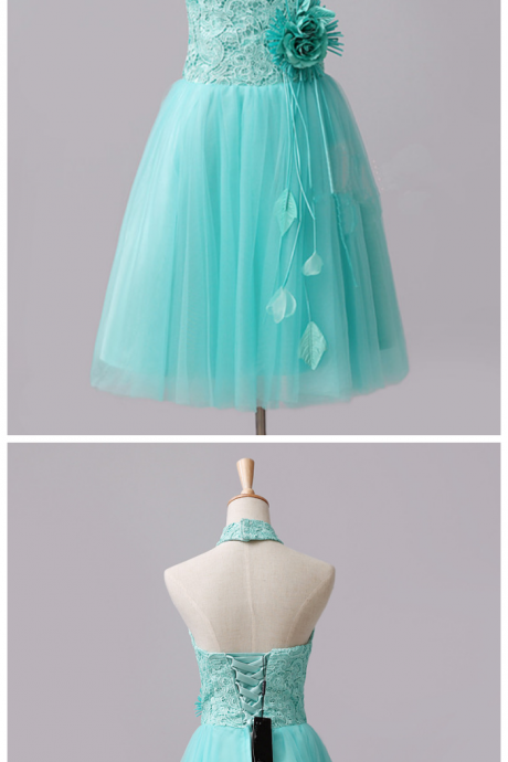 Mint Tulle Cute Knee Length Teen Formal Dress, Homecoming Dress