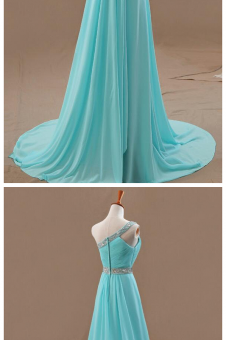 Prom Dresses,one Shoulder Prom Dresses,beaded Evening Dress,chiffon Prom Dress