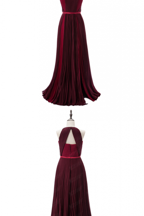Burgundy Long Celebrity Dresses Carpet Dress Halter Crepe Split Runway Fashion Prom Party Dress