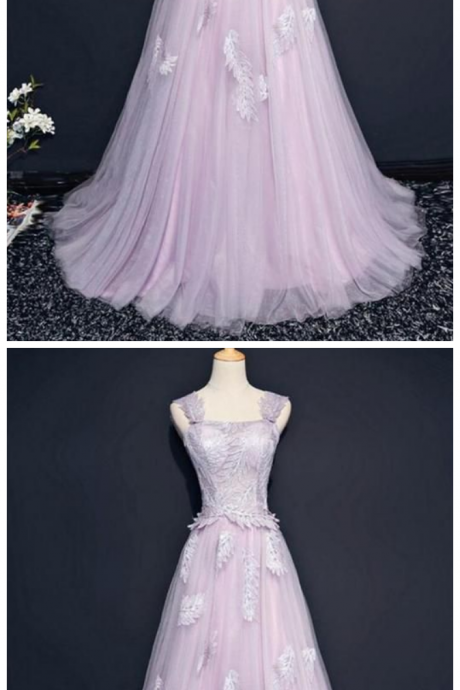 A-line Long Prom Dresses With Appliques Party Dresses