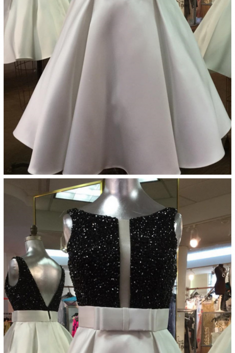 Short Prom Dresses,crystal Cocktail Dresses,silver Satin Prom Dresses