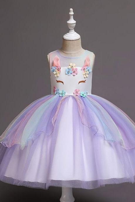 Flower Girl Dresses,Big children&#039;s wear new Unicorn summer children&#039;s dress girl princess dress children&#039;s dress wedding dress puffy skirt