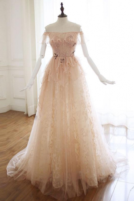 Tulle Lace Long Prom Dress Tulle Lace Evening Dress