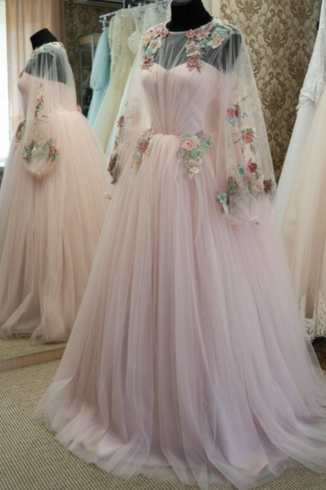 Tulle Lace Dress, Princess Simple Dress, Prom Dress, Evening Dress, Cocktail Dress, Feminine Party Dress,floral Maxi Wedding Dress