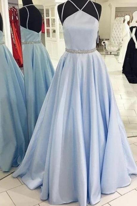 Pale Light Blue Prom Dress Ball Gown Prom Dress Long Disney Prom Dress