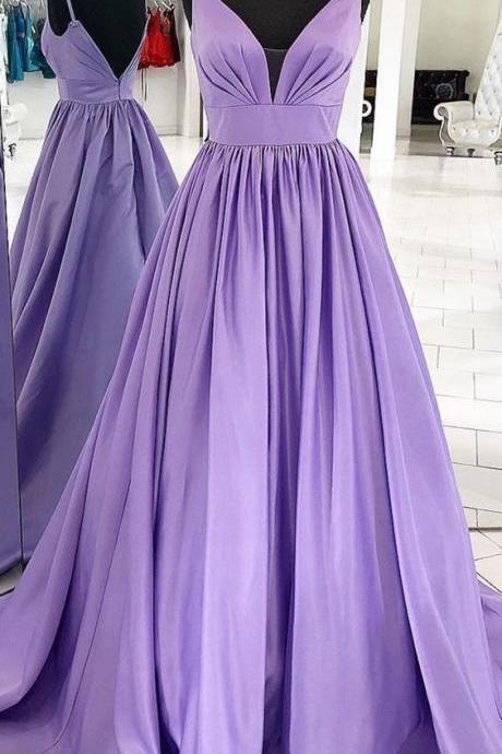 Lilac Prom Dresses, Satin Prom Dress