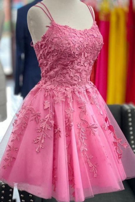 A-line Short Pink Homecoming Dress Dancing Dress