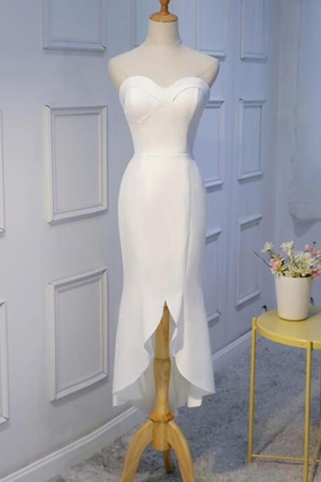 Simple White Sweetheart Evening Dresses, Lovely Formal Dress