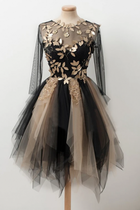 Black Homecoming Dress With Sleeve Party Homecoming Dress