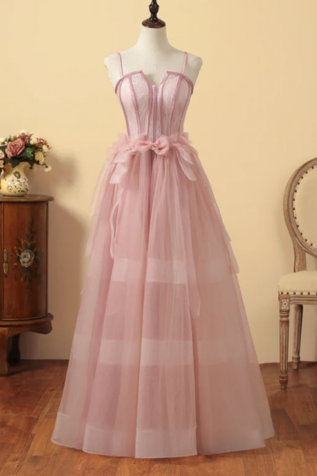  Prom Dresses,Party Dress Formal Prom Dress Tulle Deep Sweetheart Bridesmaid Dress Lace Up Back Bowknot Graduation Dresses