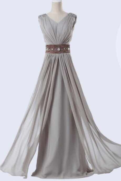 Bridesmaid Dress V Neck Chiffon Beading Long Evening Dress Prom Dress Custom Made Bridal Party Dress