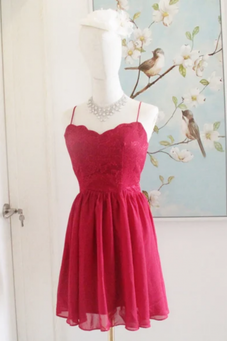 Prom Dresses Short Prom Dress Red Short Lace Homecoming Dress Backless Sexy Mini Chiffon Bridesmaid Cocktail Dress With Lace